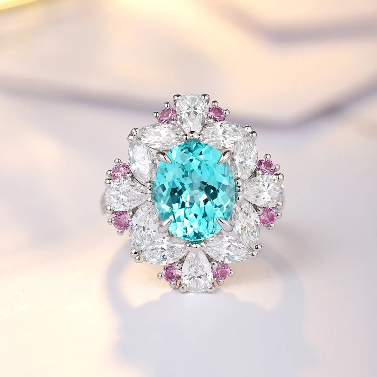 MUSHAN Custom Jewelry 925 Sterling Silver Ring Lab Red Emerald Heart Engagement Ring for Women 18K Gold Plated GRC Estate Ring