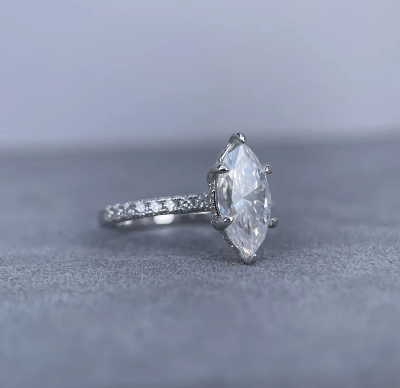 MuShan Designer Jewelry 925 Sterling Silver Ring VVS Moissanite Present Ring for Her 18K Gold Plated MST Patent Fine Jewellery
