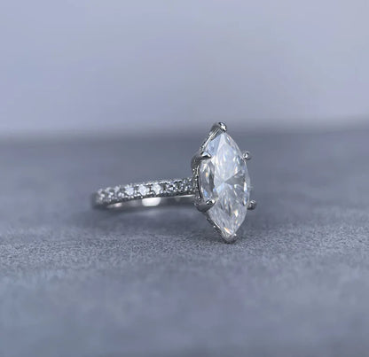 MuShan Designer Jewelry 925 Sterling Silver Ring VVS Moissanite Present Ring for Her 18K Gold Plated MST Patent Fine Jewellery