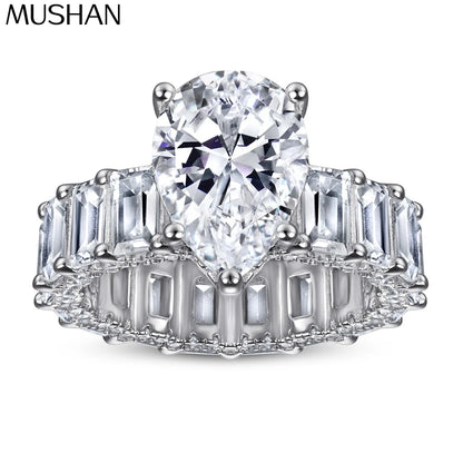 Bague de mariage MuShan Jewelry en argent sterling 925 avec diamant haute teneur en carbone, style élégant et intemporel, bijoux raffinés pour femmes