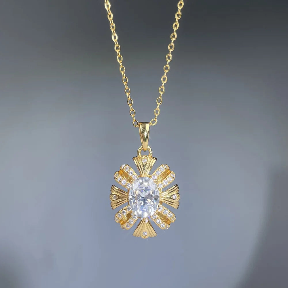 Collier MuShan Luxury Jewelry en argent sterling 925, chaîne corde, moissanite éclatante, idéal pour un rendez-vous amoureux, plaqué rhodium, pour épouse, collier breveté MST