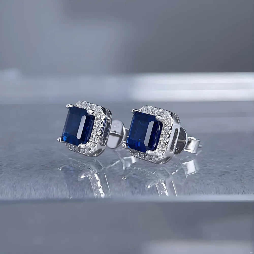MuShan Jewelry 925 Sterling Silver Stud Earrings Dangle HCD Gemstones Anniversary Gift Mother Day Gift Women Earring Fine Jewelr