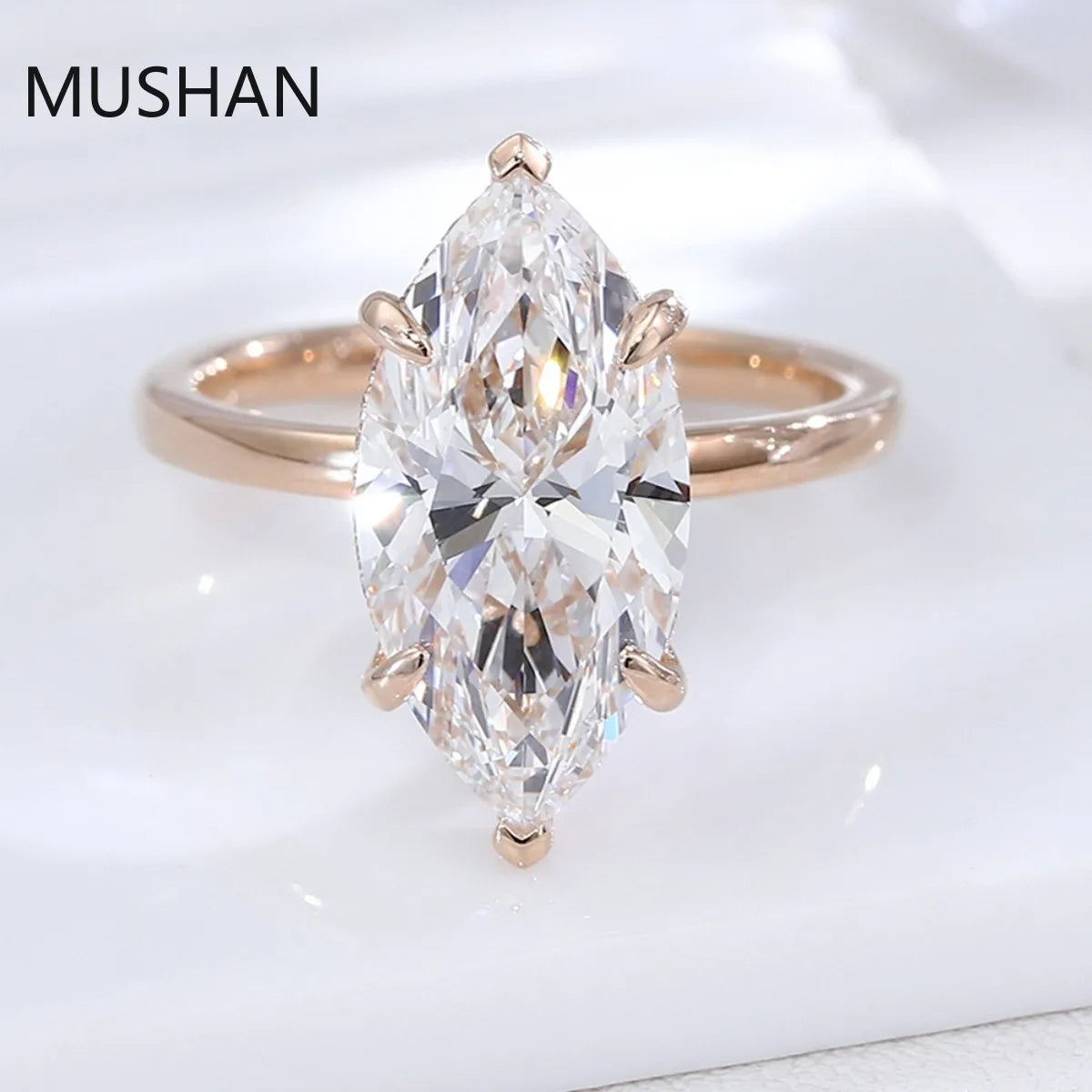 MUSHAN Luxury Custom 14K 18K Gold Rings Band Jewelry With Moissanite Diamond Lab Grown Gemstones Diamond Wedding Ring For Women