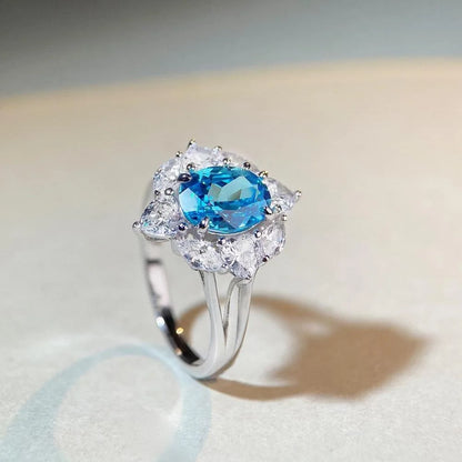 MuShan Luxury Jewelry 925 Sterling Silver Ring Zircon 5A Grade Triangle Office for Girls Rhodium Plated Fine Jewelry Rings