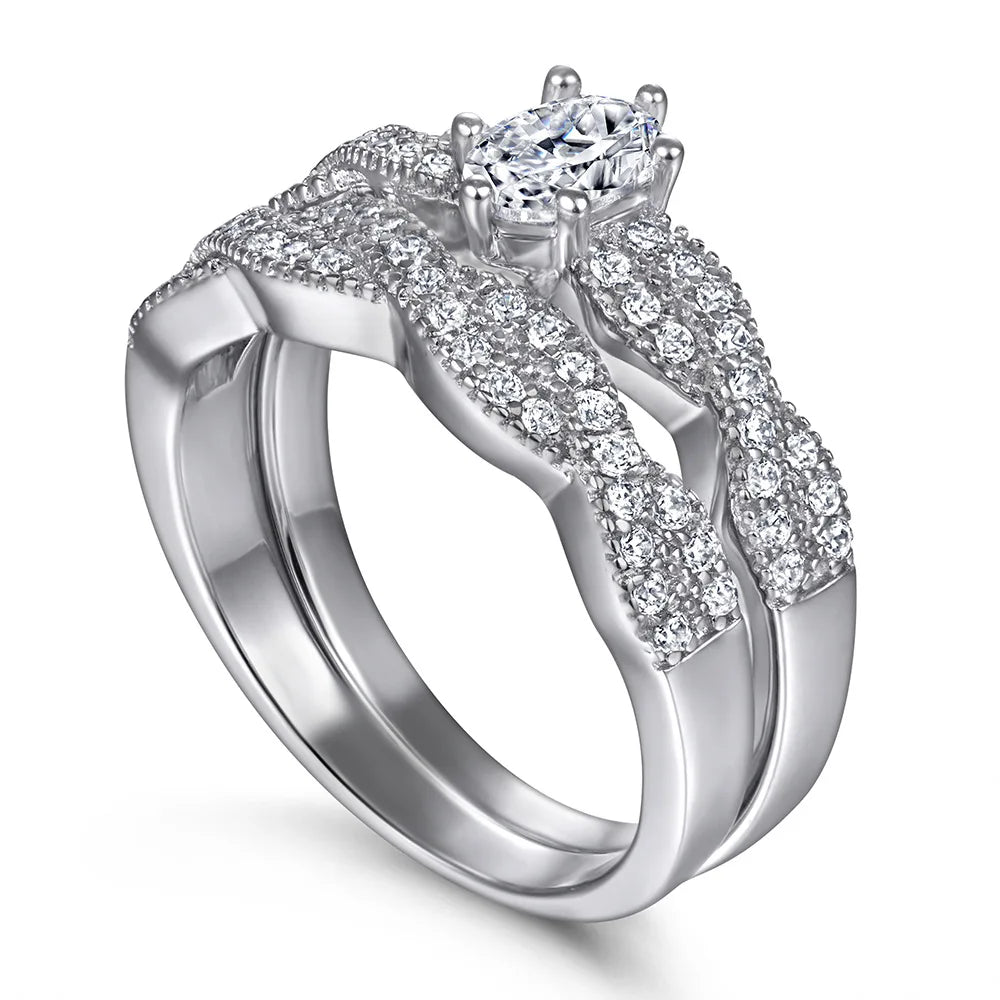 MuShan Jewelry 925 Sterling Silver Rings Bands Promise Ring 7A Cubic Zirconia  Women Valentine Anniversary  Women Gift