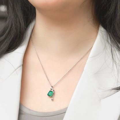 MUSHAN Luxury Jewelry 925 Sterling Silver Chain Pendant Necklace Lab Grown Emerald Ruby Gemstones Necklaces Pendants GRC Jewelry