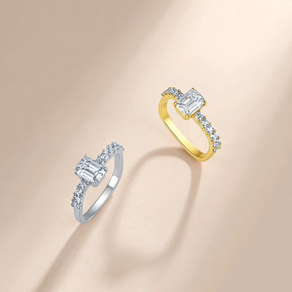Anillo de lujo MUSHAN de plata de ley 925 para mujer, con diamante de moissanita certificado por GRA, color esmeralda D, joyería fina