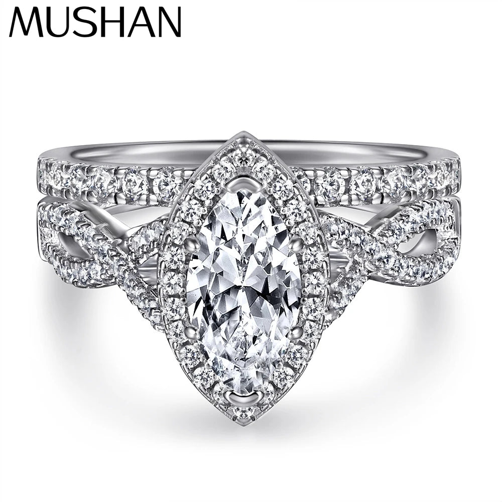 Anillo de plata de ley 925 con circonita 7A de MuShan Luxury Jewelry, anillo de compromiso tipo princesa para novia, joyería fina chapada en oro rosa de 18 quilates