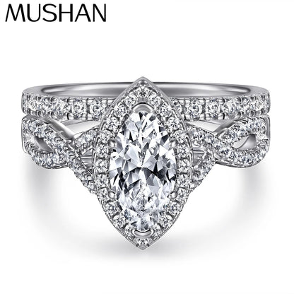 Anillo de plata de ley 925 con circonita 7A de MuShan Luxury Jewelry, anillo de compromiso tipo princesa para novia, joyería fina chapada en oro rosa de 18 quilates