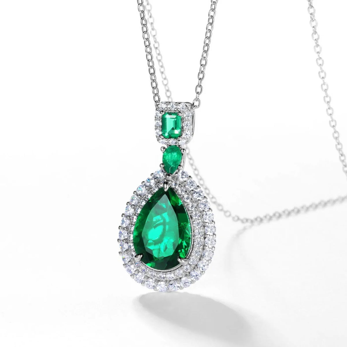 MUSHAN Luxury Jewelry 925 Sterling Silver Chain Pendant Necklace Lab Grown Emerald Ruby Gemstones Necklaces Pendants GRC Jewelry