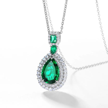 MUSHAN Luxury Jewelry 925 Sterling Silver Chain Pendant Necklace Lab Grown Emerald Ruby Gemstones Necklaces Pendants GRC Jewelry