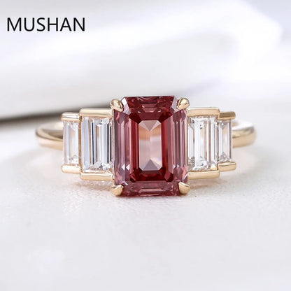 MUSHAN Bague de luxe personnalisée en or 14K 18K avec diamant moissanite et pierres précieuses de laboratoire, alliance pour femme