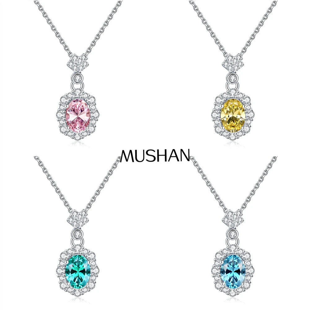 MuShan Jewelry 925 Sterling Silver Necklace Pendant Chain HCD Diamonds Anniversary Gift Luxury Jewelry Women Necklaces Jewelry