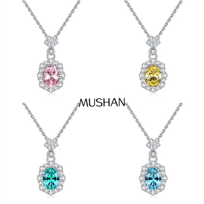 MuShan Jewelry 925 Sterling Silver Necklace Pendant Chain HCD Diamonds Anniversary Gift Luxury Jewelry Women Necklaces Jewelry