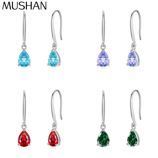 MuShan Jewelry 925 Sterling Silver Stud Earrings Dangle HCD Gemstones Girlfriend Gift Best Friend Gift Women Earring Fine Jewelr
