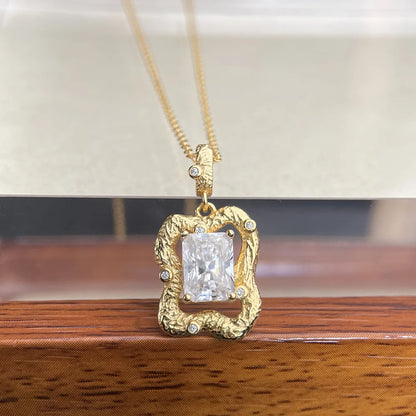 MuShan Luxury Jewelry 925 Sterling Silver Chain Rope 2CT Moissanite Cocktail Platinum Plated for Bride MST Patent Necklace