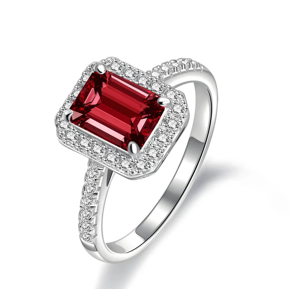 MUSHAN Luxury Jewelry Microset Square Full Diamond Sapphire Ring For Women S925 Silver High Carbon Diamond