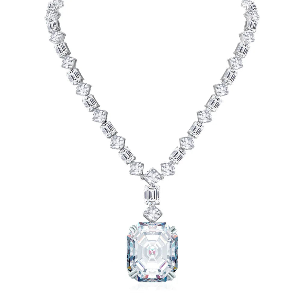 MUSHAN Luxury Jewelry 925 Sterling Silver Necklaces Pendants 22 Carat HCD Green Gemstones Necklace for Women S925 Fine Jewelry