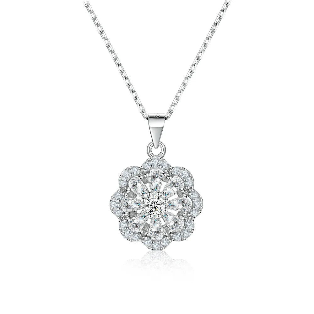 Collar con colgante de plata de ley 925 de MuShan Jewelry, cadena con piedras preciosas HCD, estilo clásico, joyería premium para mujer.