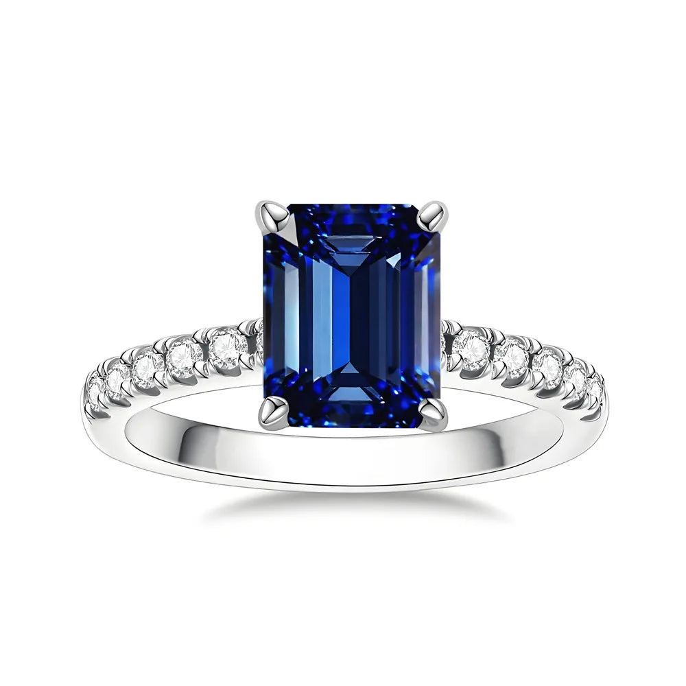 MuShan Designer Jewelry 925 Sterling Silver Ring Lab Grown Emerald Round Formal Ring for Women 18K Gold Plated Anniversary Rings