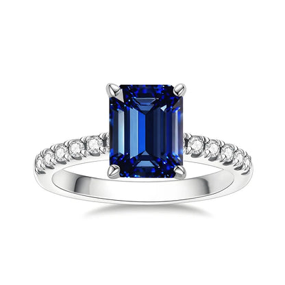MuShan Designer Jewelry 925 Sterling Silver Ring Lab Grown Emerald Round Formal Ring for Women 18K Gold Plated Anniversary Rings