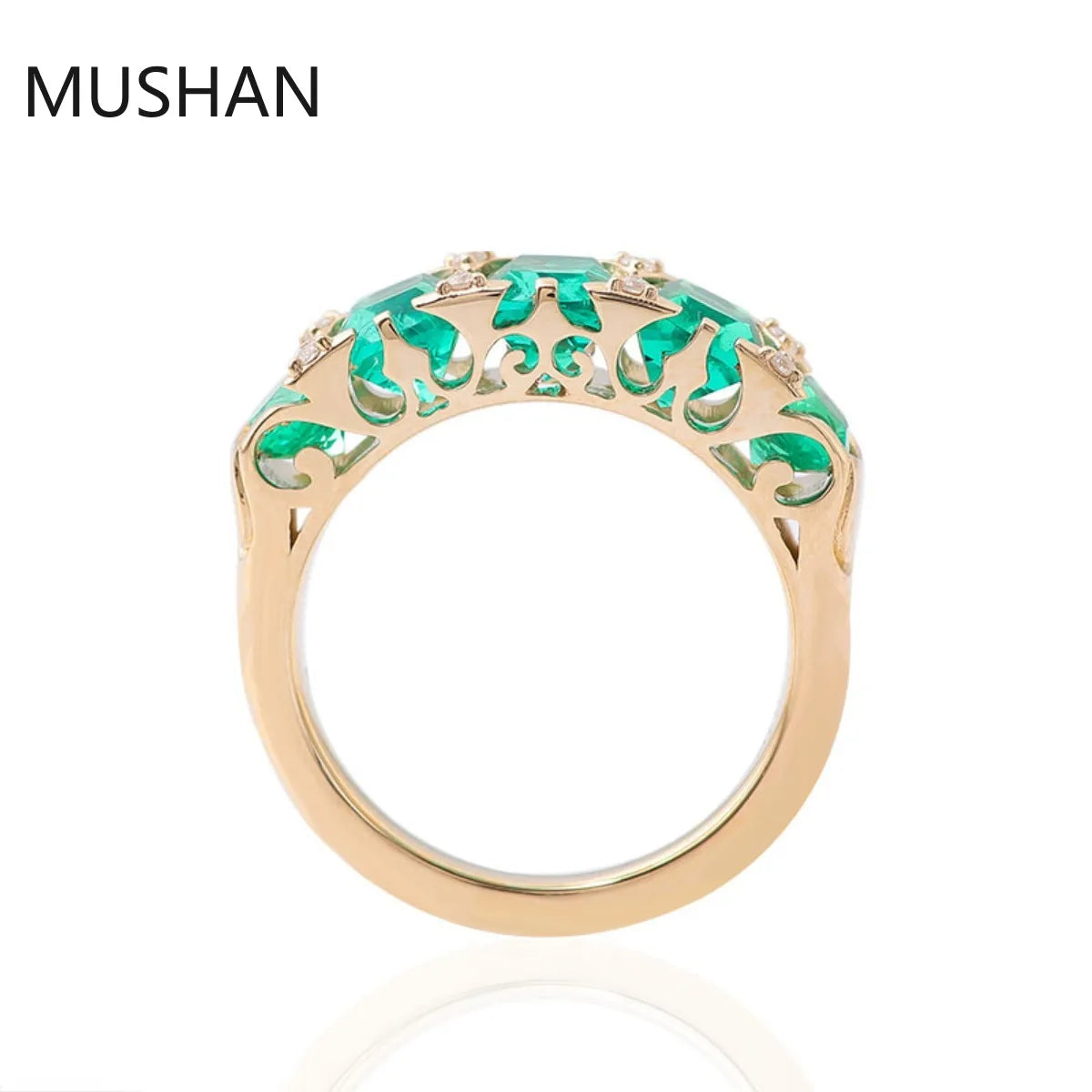 MUSHAN Luxury Custom 14K 18K Gold Rings Band Jewelry With Moissanite Diamond Lab Grown Gemstones Diamond Wedding Ring For Women