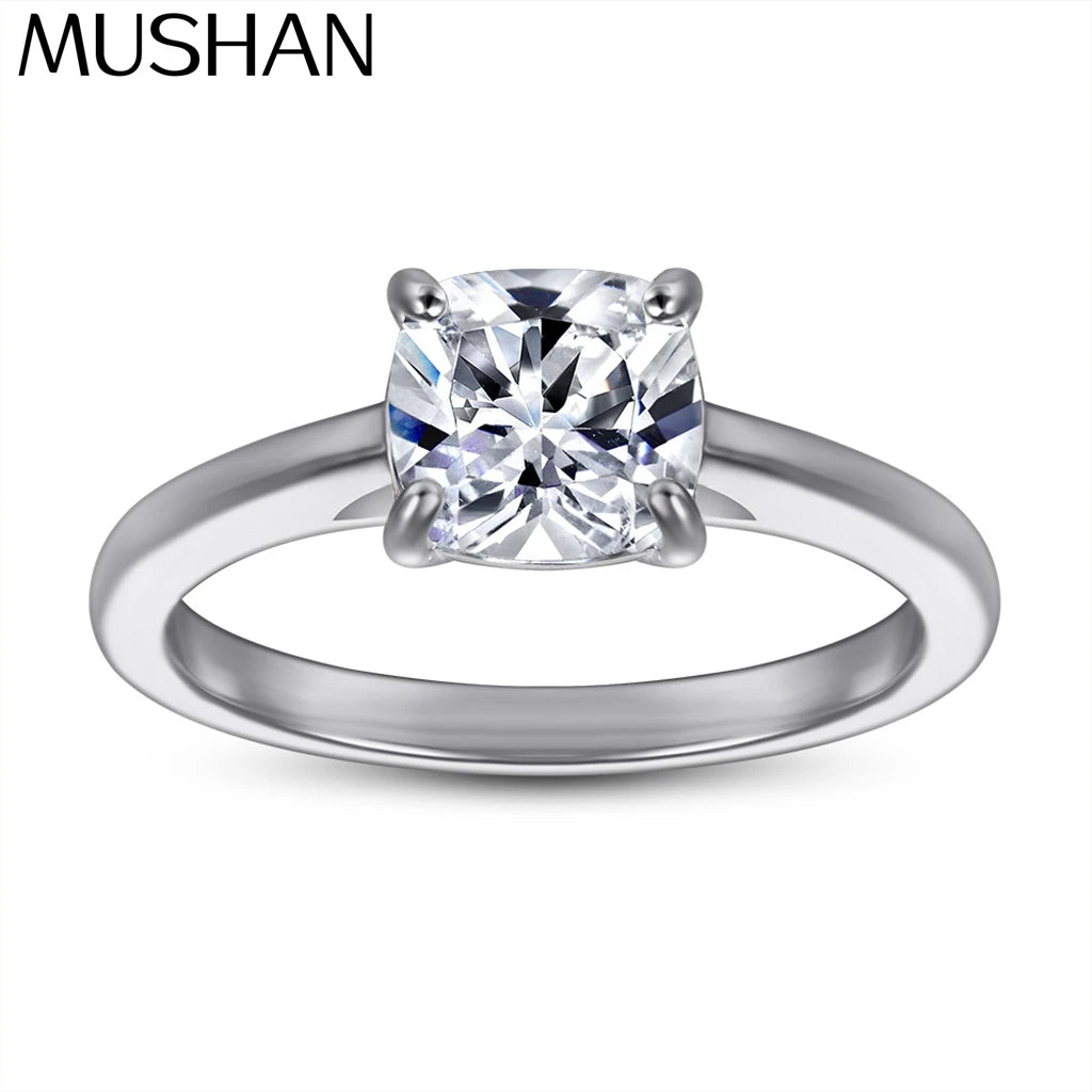 MuShan Jewelry 925 Sterling Silver Rings Bands Engagement Ring 5A Cubic Zirconia Valentine Timeless Anniversary  Women Gift