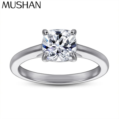 MuShan Jewelry 925 Sterling Silver Rings Bands Engagement Ring 5A Cubic Zirconia Valentine Timeless Anniversary  Women Gift