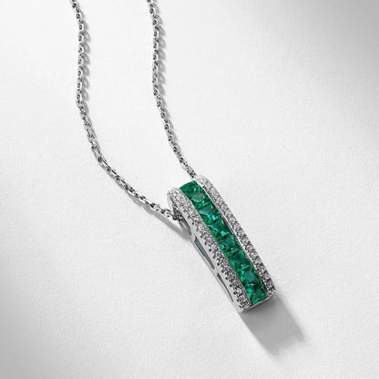 MUSHAN Luxury Jewelry 925 Sterling Silver Chain Pendant Necklace Lab Grown Emerald Ruby Gemstones Necklaces Pendants GRC Jewelry