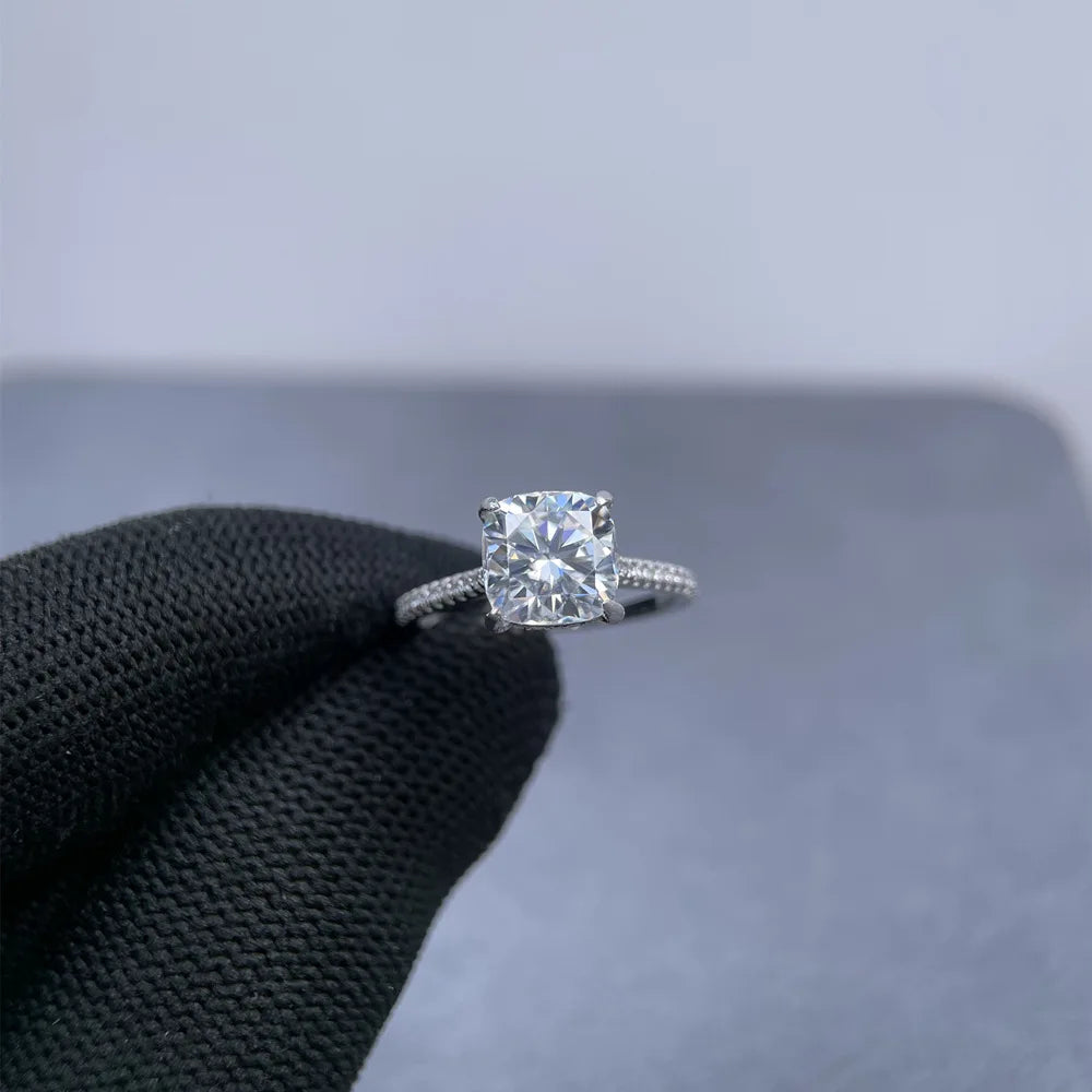 MuShan Designer Jewelry 925 Sterling Silver Ring VVS Moissanite Present Ring for Her 18K Gold Plated MST Patent Fine Jewellery