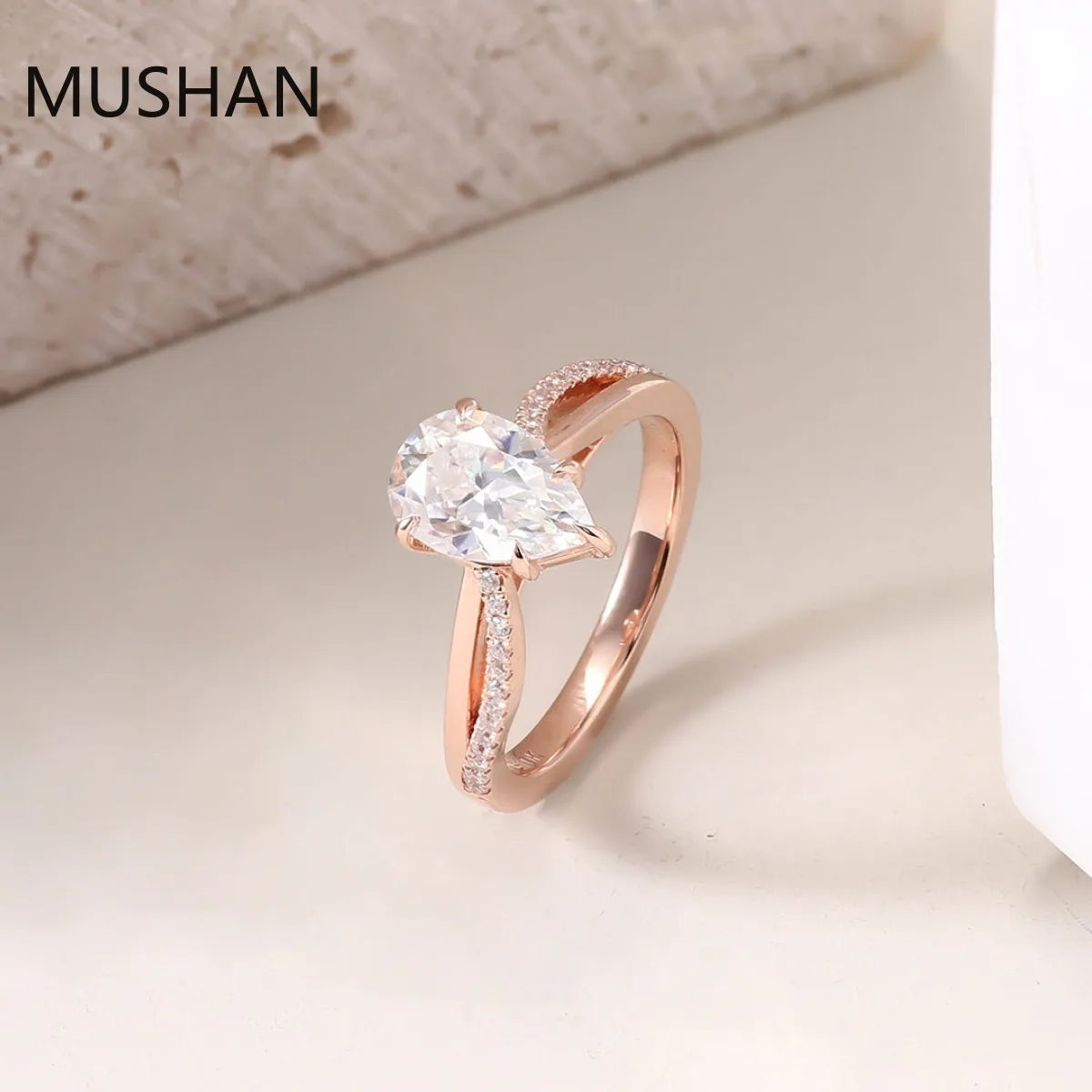 MUSHAN Luxury Custom 14K 18K Gold Rings Band Jewelry With Moissanite Diamond Lab Grown Gemstones Diamond Wedding Ring For Women