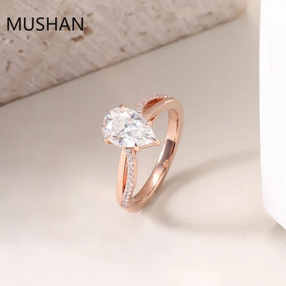 MUSHAN Luxury Custom 14K 18K Gold Rings Band Jewelry With Moissanite Diamond Lab Grown Gemstones Diamond Wedding Ring For Women