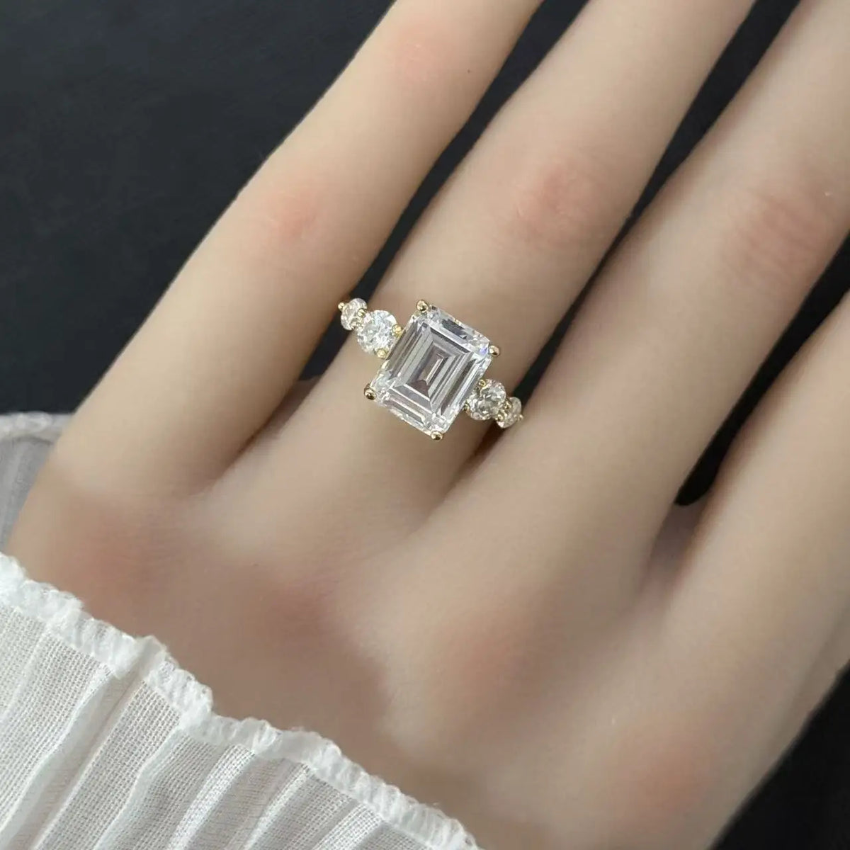 Anillo de plata de ley 925 MuShan Luxury Jewelry, anillo vintage de moissanita para esposa, bañado en oro real de 18 quilates, joyería fina con patente MST