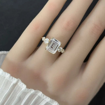Anillo de plata de ley 925 MuShan Luxury Jewelry, anillo vintage de moissanita para esposa, bañado en oro real de 18 quilates, joyería fina con patente MST