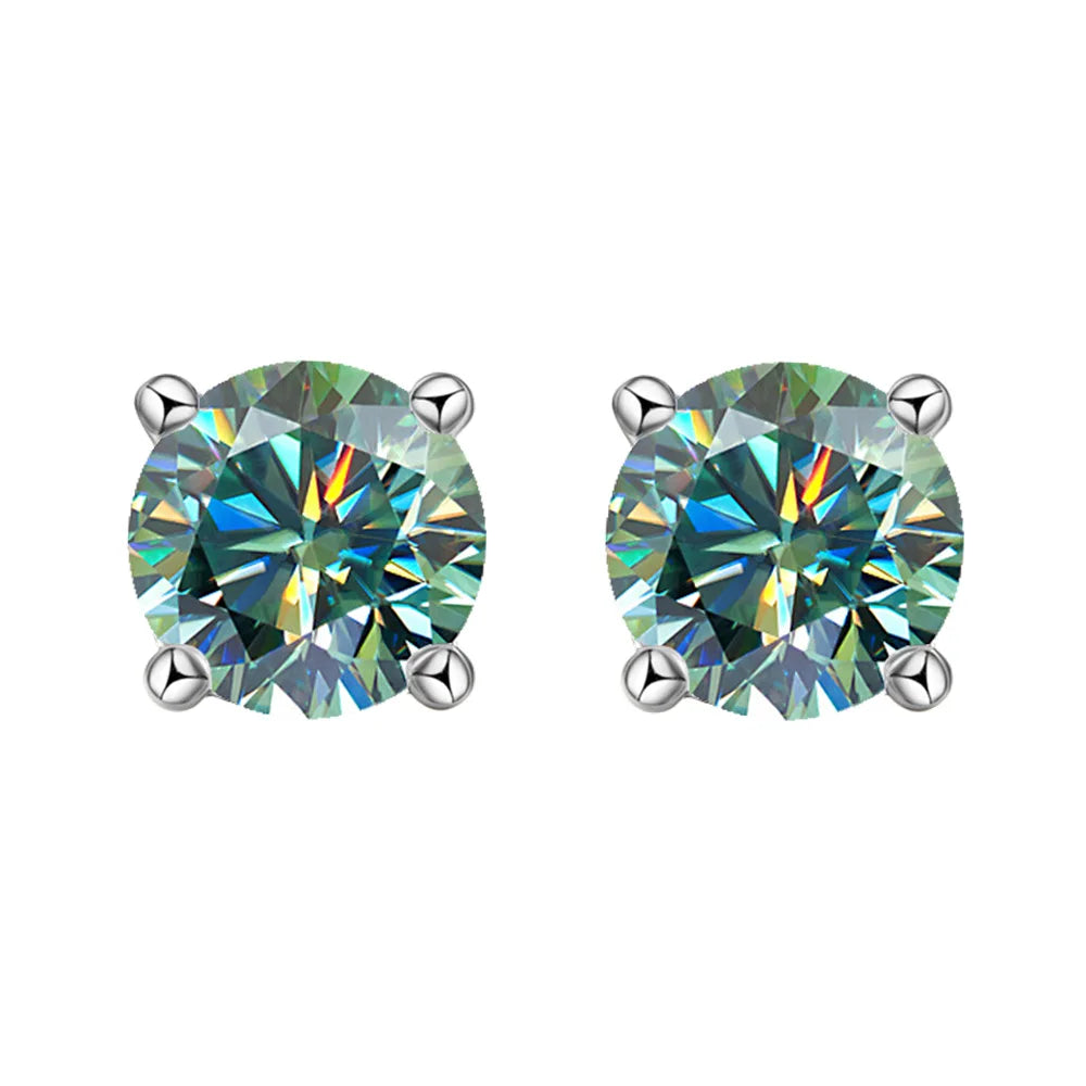 MUSHAN Brand Jewelry 50 Points  2 Carat Moissanite Stud Earrings S925 Sterling Silver Classic Four Prong Earrings