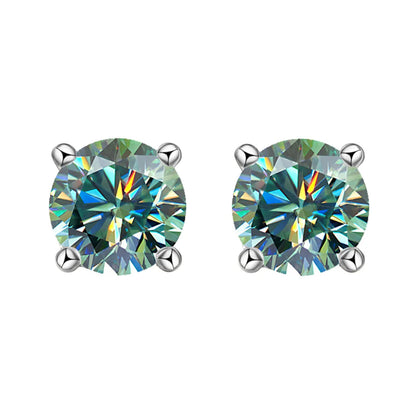 MUSHAN Brand Jewelry 50 Points  2 Carat Moissanite Stud Earrings S925 Sterling Silver Classic Four Prong Earrings