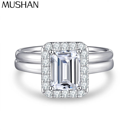 MuShan Luxury Jewelry 925 Sterling Silver Ring Zircon 5A Oval Daily Wear for Girlfriend 18K Rose Gold Plated Fine Jewelry Rings