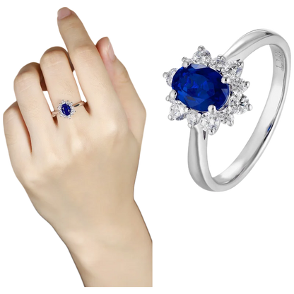 MUSHAN Bague personnalisée en argent sterling 925, bague classique ovale avec émeraude rouge de laboratoire pour femme, plaqué or 18 carats, bague d'anniversaire