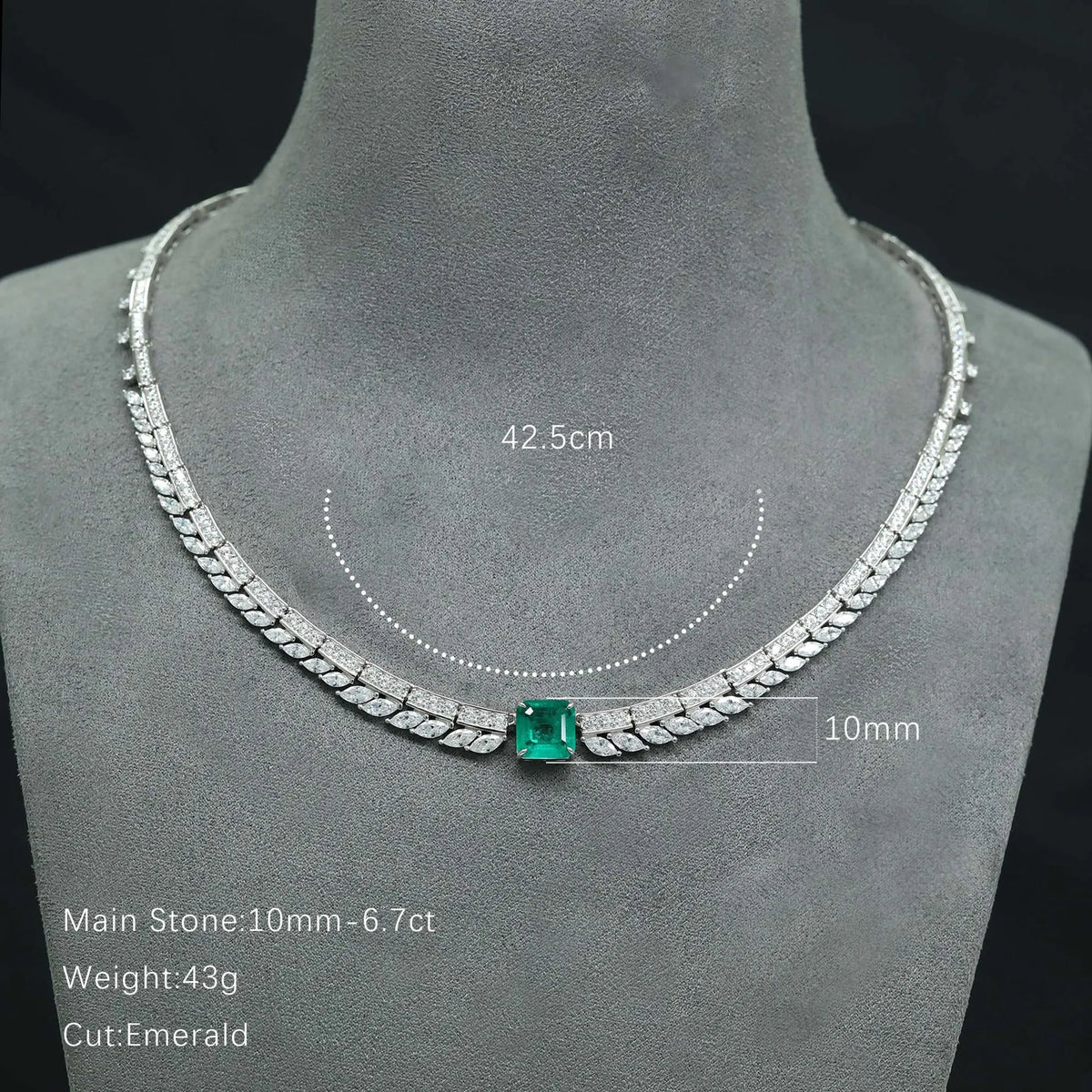 MuShan Jewelry 925 Sterling Silver Necklace Fine HCD Gemstones HCD Diamond Precious 925 Sterling Silver Necklace Accessories