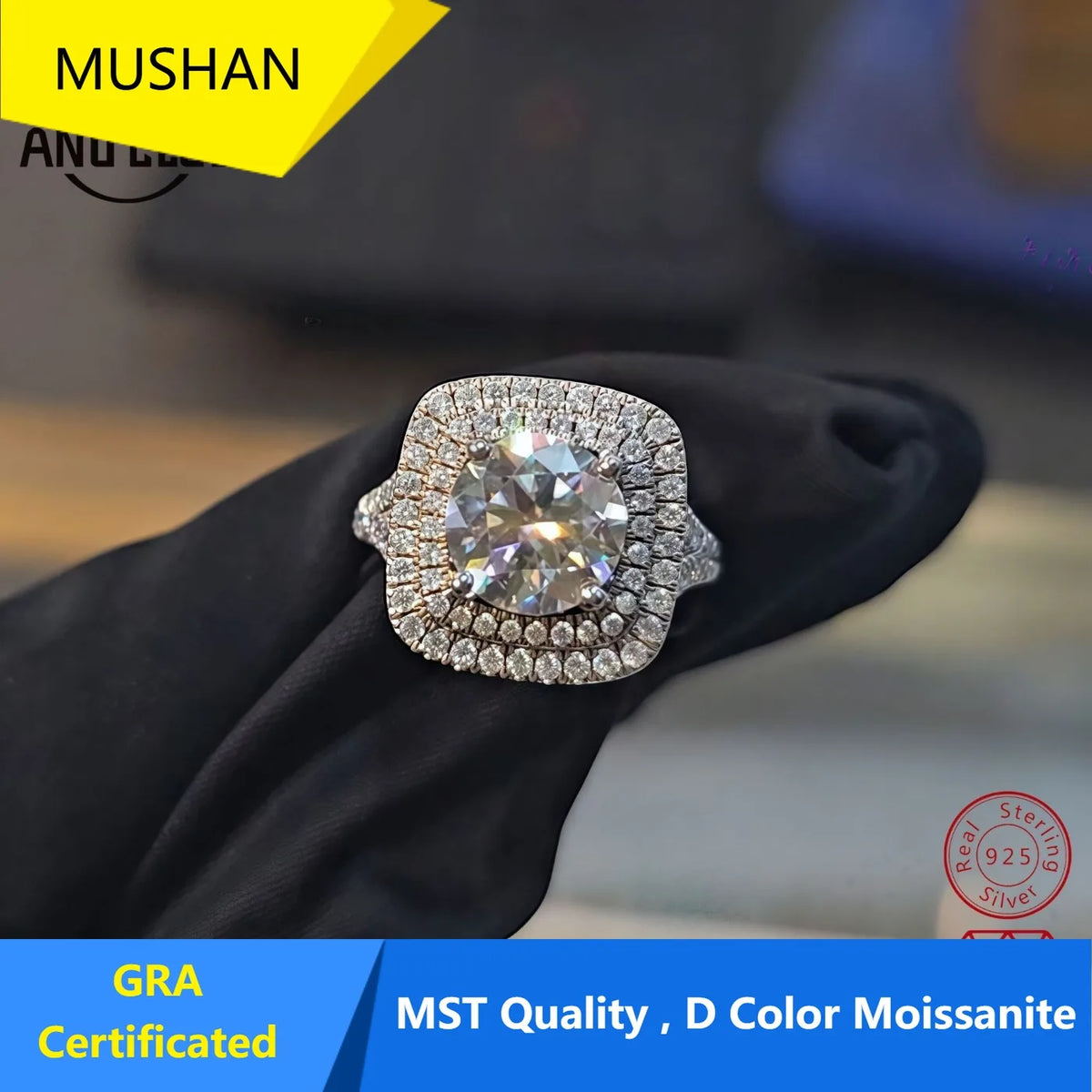 MUHAN Luxury Jewelry  925 Sterling Silver Ring Wedding Band  Women GRA Certificate Moissanite Diamond Rings D Color Fine Jewelry