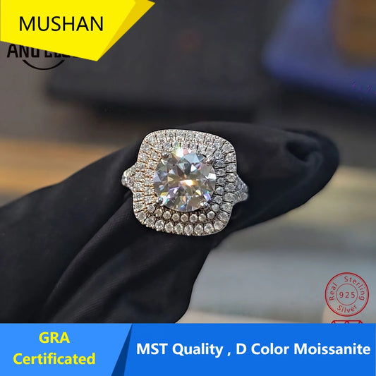 MUHAN Luxury Jewelry  925 Sterling Silver Ring Wedding Band  Women GRA Certificate Moissanite Diamond Rings D Color Fine Jewelry