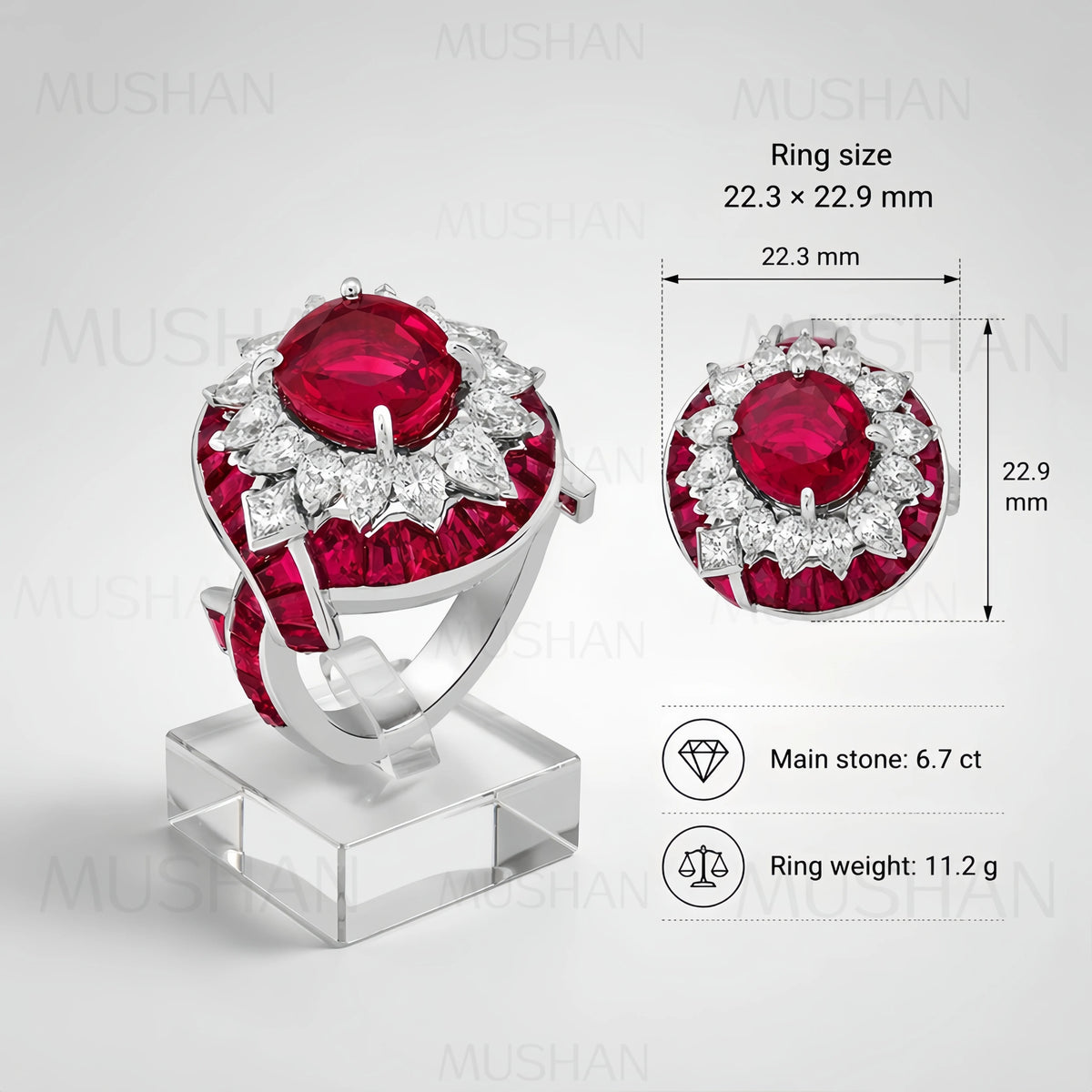 MuShan Luxury Jewelry 925 Sterling Silver Ring Band Lab Grown Pigeon Blood Red Ruby Gemstones Rings Women S925 Silver Jewelry