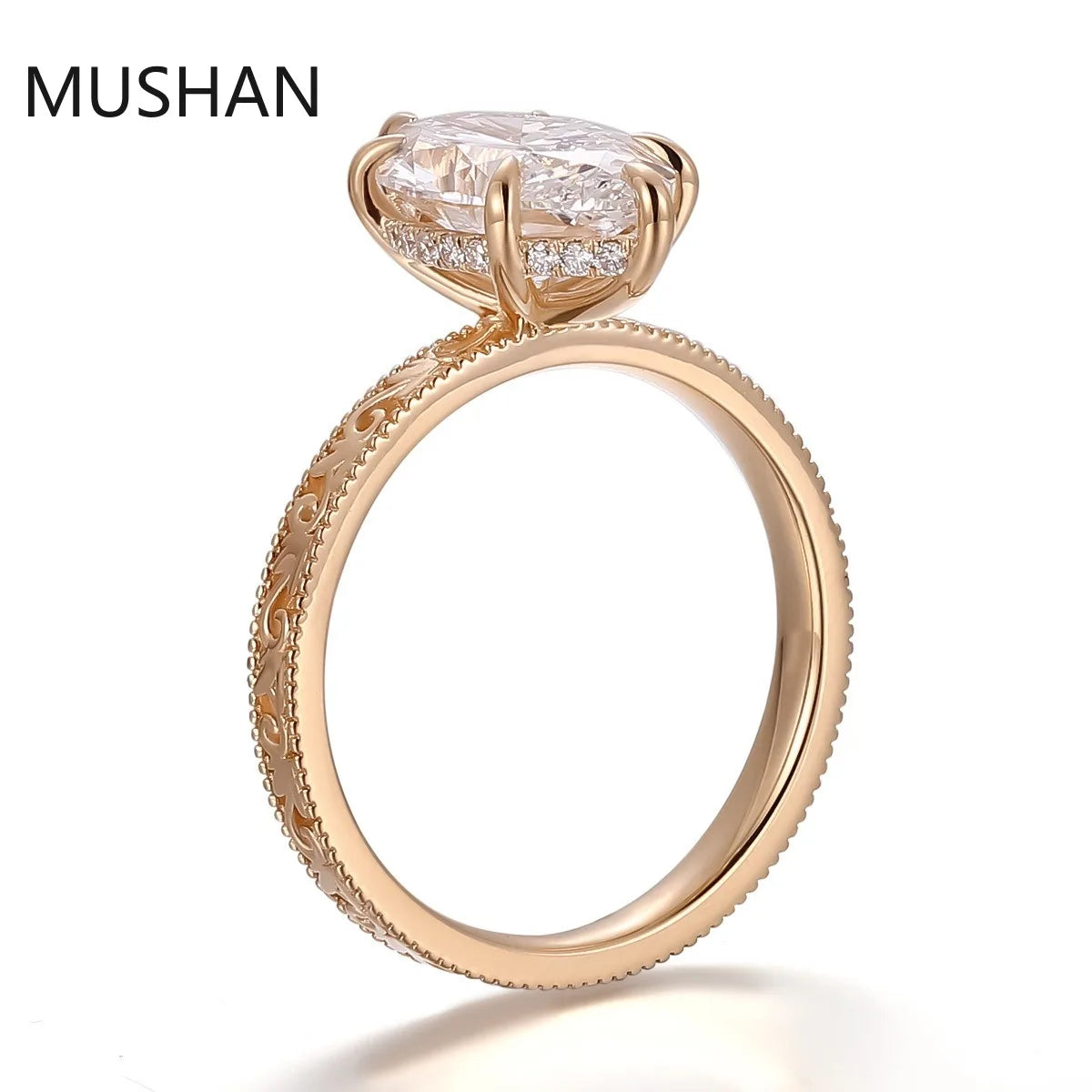 MUSHAN Luxury Custom 14K 18K Gold Rings Band Jewelry With Moissanite Diamond Lab Grown Gemstones Diamond Wedding Ring For Women