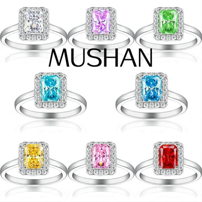 MuShan Jewelry 925 Sterling Silver Ring Wedding Band High Carbon Diamond Modern Style Premium Jewelry Women Rings Fine Jewelry
