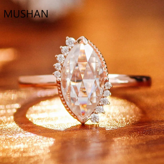 MUSHAN Luxury Custom 14K 18K Gold Rings Band Jewelry With Moissanite Diamond Lab Grown Gemstones Diamond Wedding Ring For Women