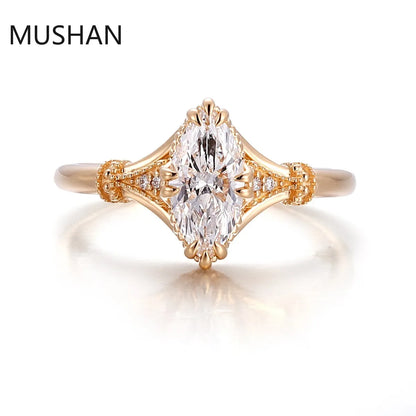 MUSHAN Luxury Custom 14K 18K Gold Rings Band Jewelry With Moissanite Diamond Lab Grown Gemstones Diamond Wedding Ring For Women