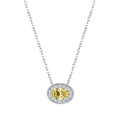 MuShan Jewelry 925 Sterling Silver Necklace Lab Grown Emerald Oval Luxury Gift for Women 18K Gold Plated Anniversary Necklace