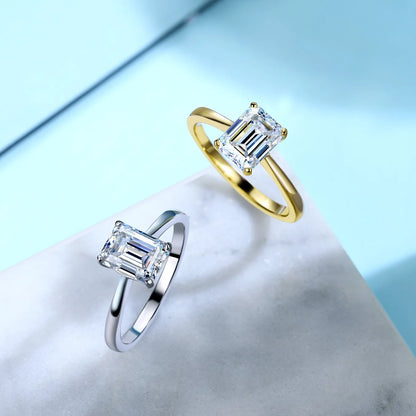 MUSHAN Luxury Jewelry 925 Sterling Silver Ring Band Women GRA Certificated Moissanite Diamond Emerald D Color Rings Fine Jewelry