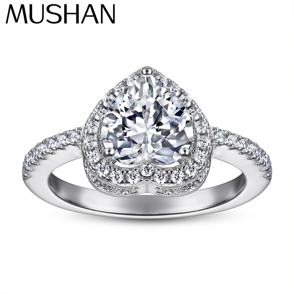 MuShan Jewelry 925 Sterling Silver Rings Bands Engagement Ring 7A Cubic Zirconia  Women Anniversary Sparkle  Women Gift