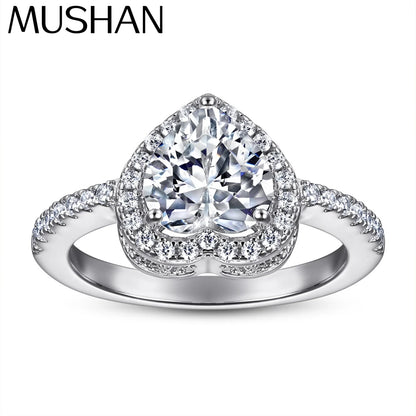 MuShan Jewelry 925 Sterling Silver Rings Bands Engagement Ring 7A Cubic Zirconia  Women Anniversary Sparkle  Women Gift